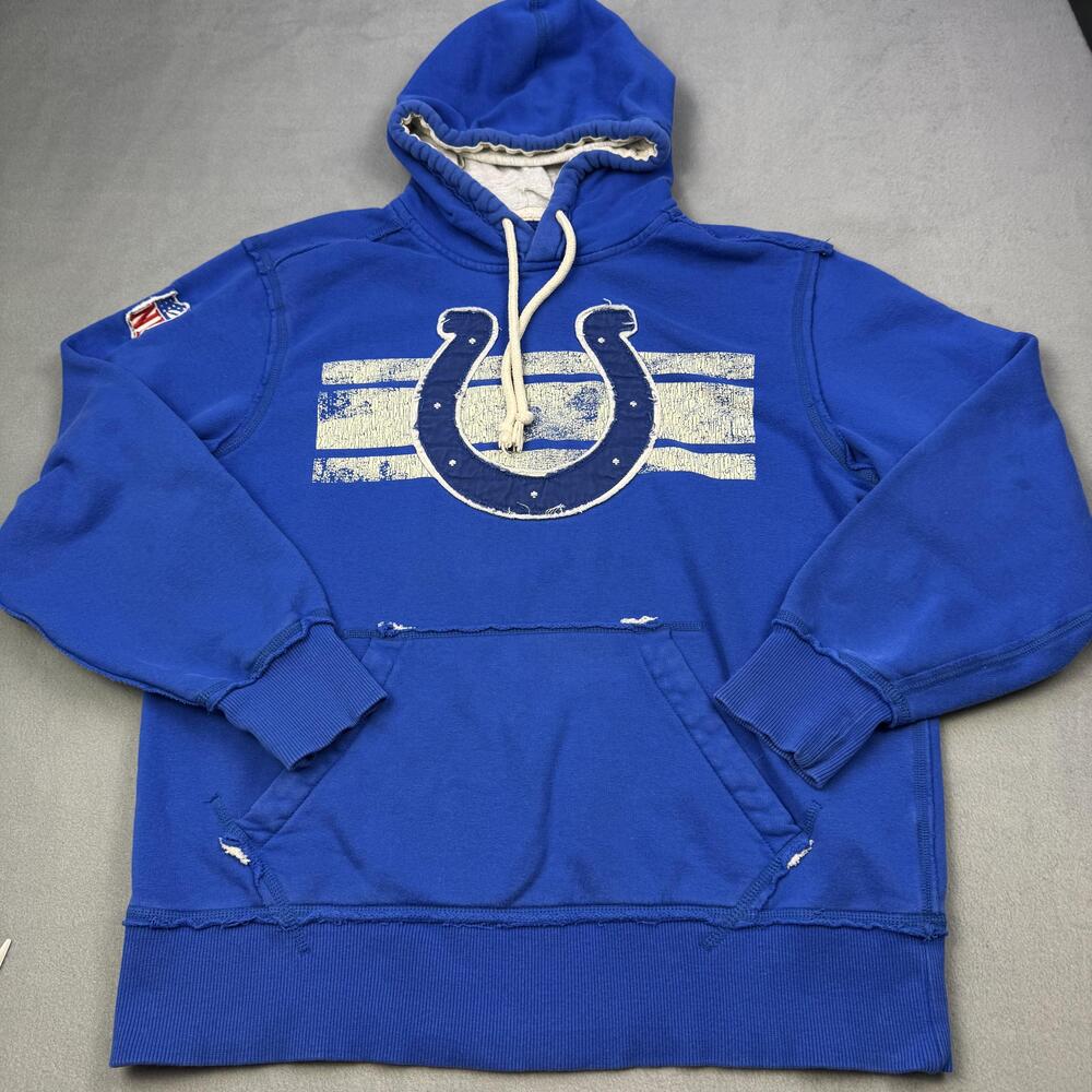 Indianapolis Colts Hoodie Sweatshirt Mens Large Blue NFL Football Reebok Fleece